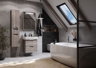 Шкаф-колонна Акватон Сильва левый дуб фьорд 1A215603SIW6L